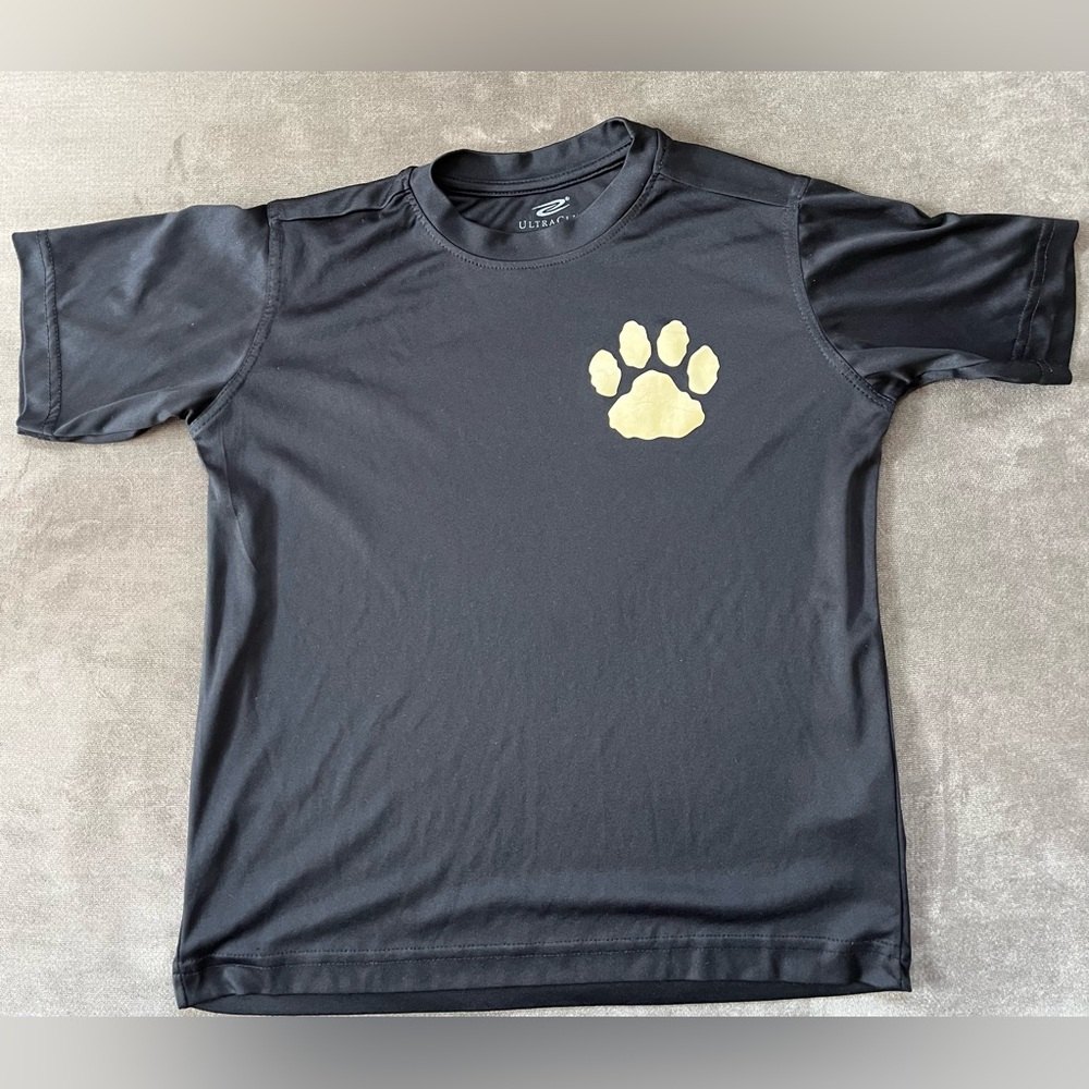 Black T-Shirt with Gold Paw Print
